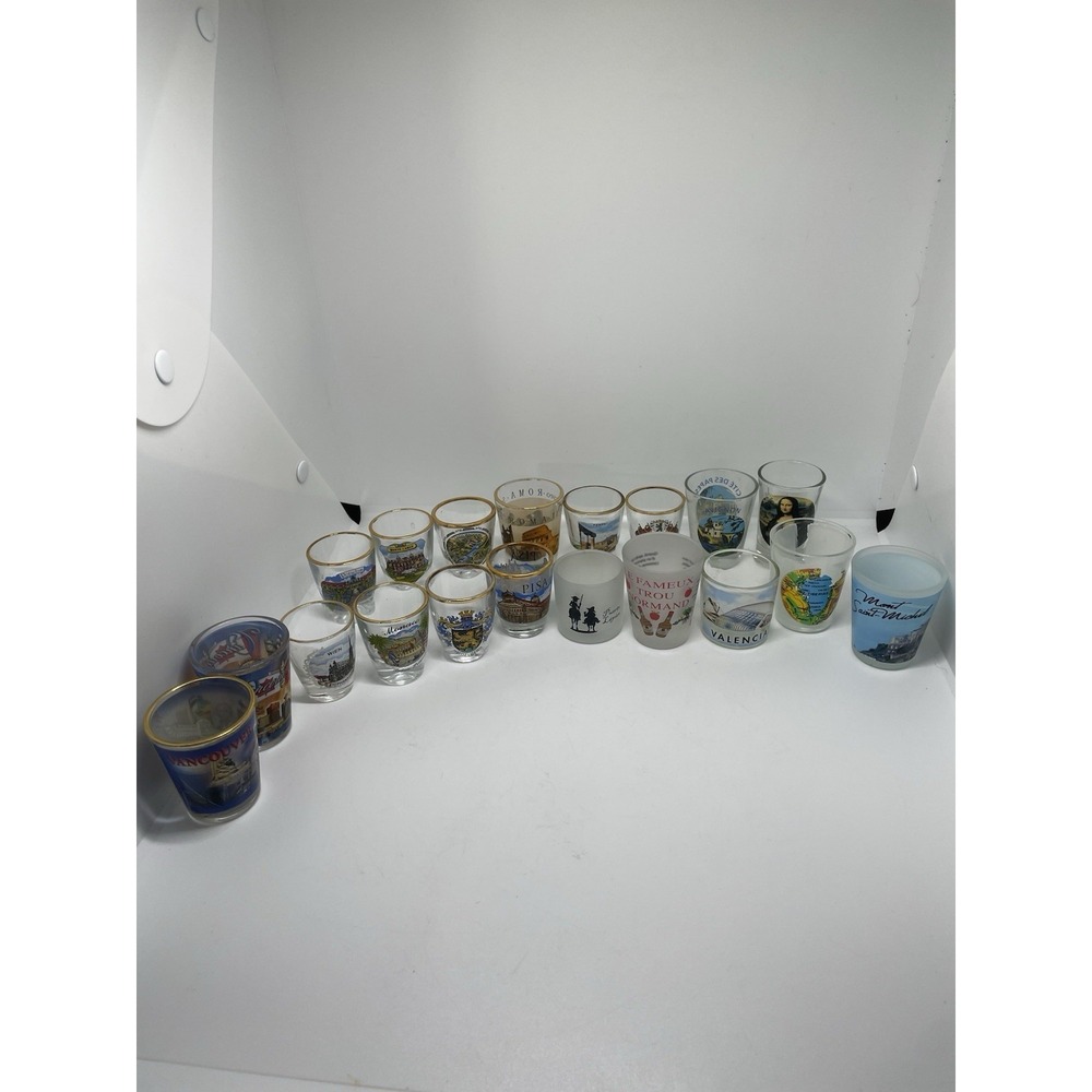 Lot of 11 VTG Gold Rim Shot Glasses/and Others Europe Germany Landmark school